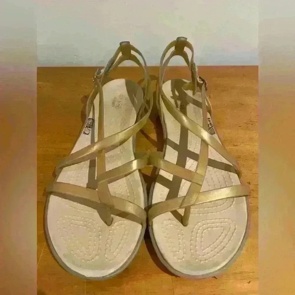 Crocs | Women's Sandals | Gold | Criss Cross | - Picture 2 of 5